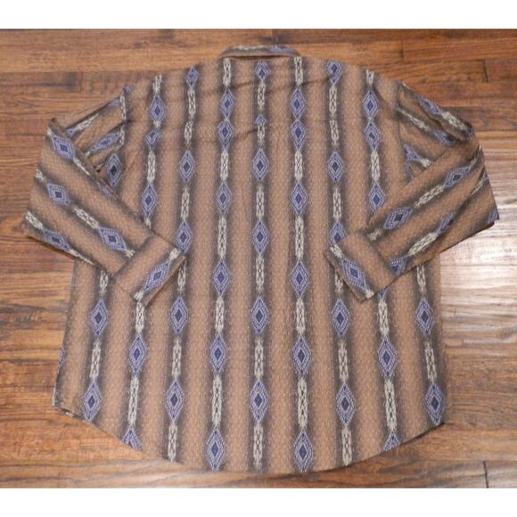 Cavenders Wrangler Checotah Men's Brown Western Shirt Long Sleeve Button XXL NWT - Picture 3 of 3
